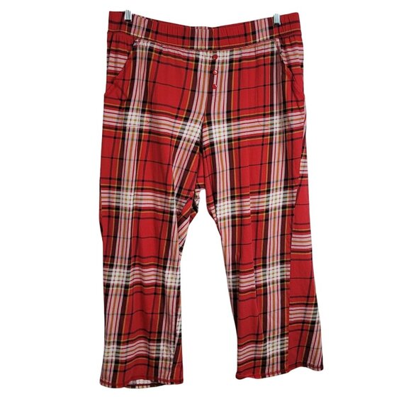 Cacique Plaid Pajamas Red Black SZ 18 20 2 PCS Pants Pullover Long Sleeve Henley - Picture 7 of 12
